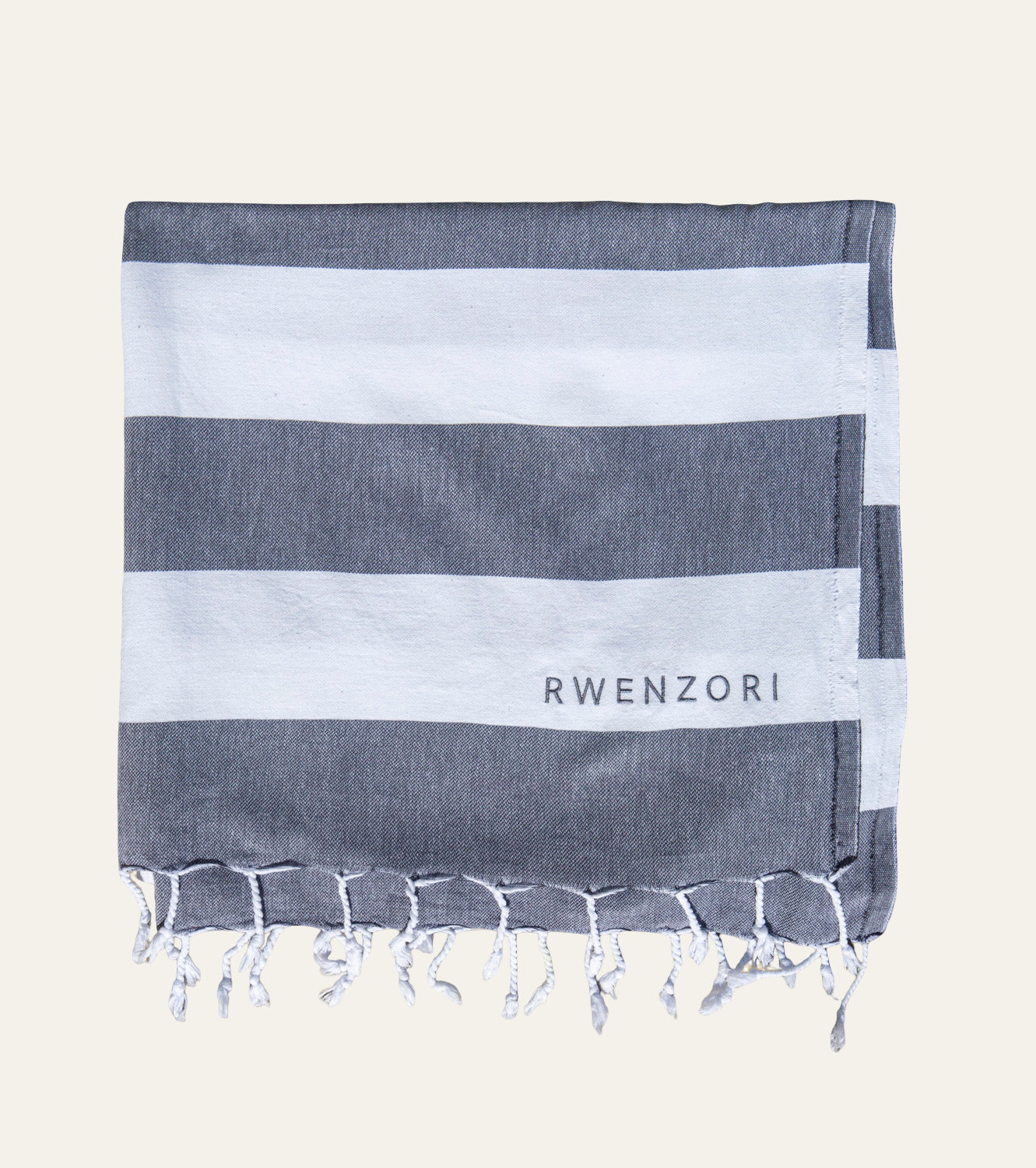 Rwenzori 100% cotton Turkish Towel. Double band Grey.
