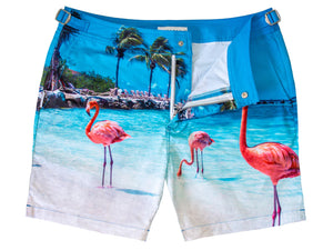 Mens swim trunks hot sale with flamingos