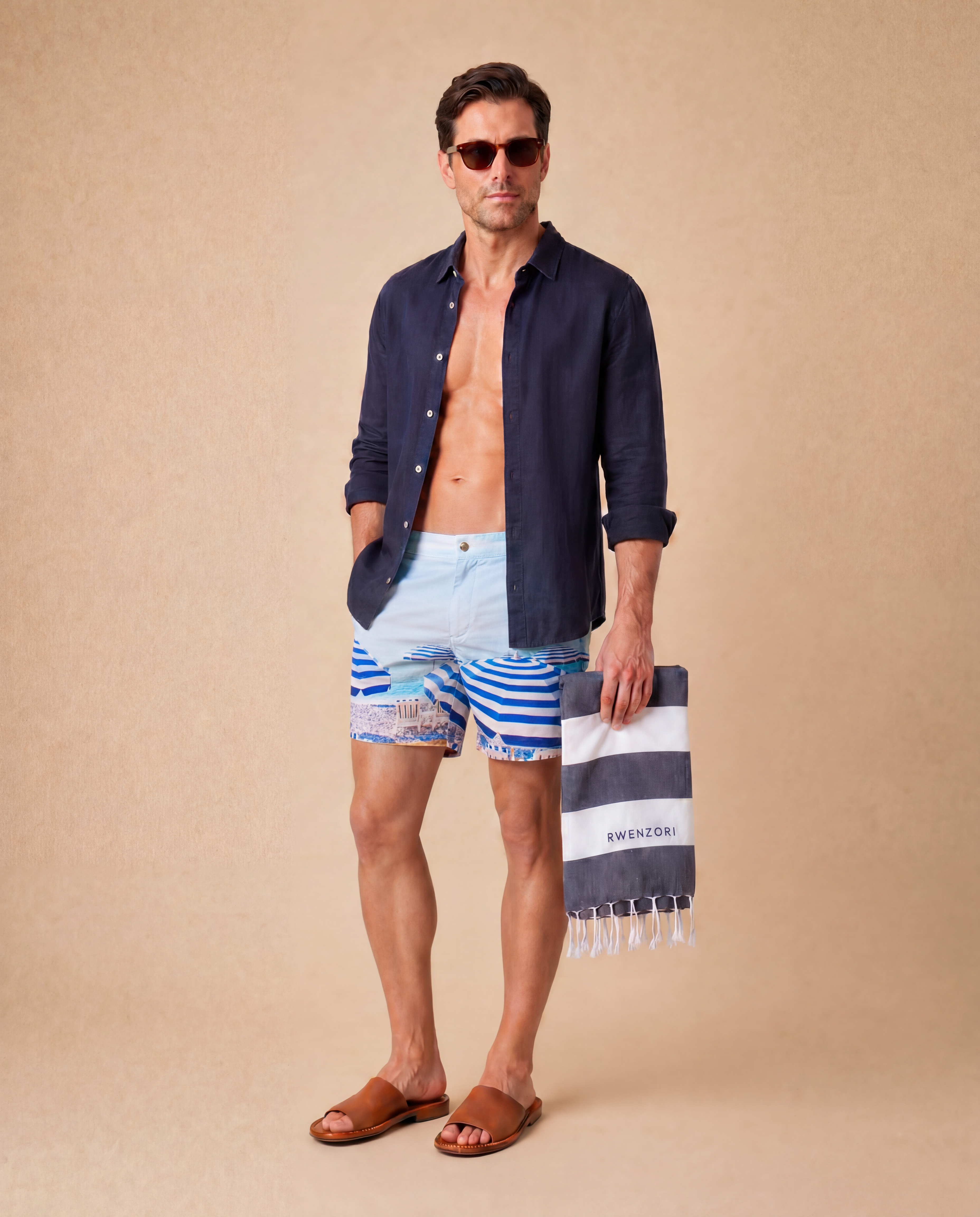 Linen Resort Shirt - Navy