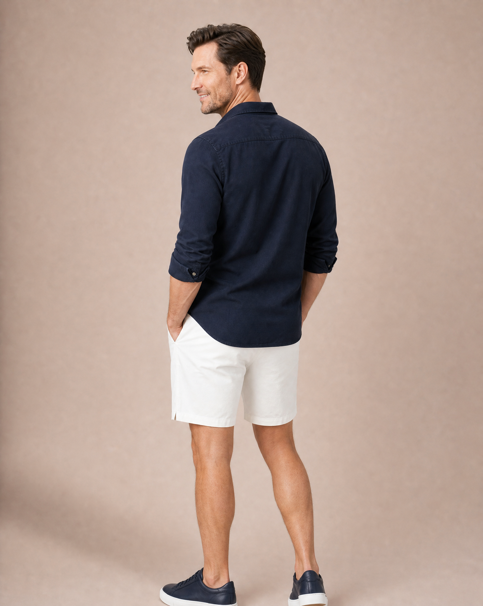 Linen Resort Shirt - Navy