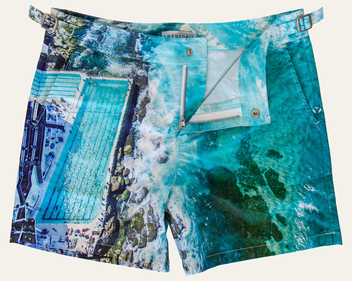 Rwenzori photo print swim trunks finer details -Bondi.
