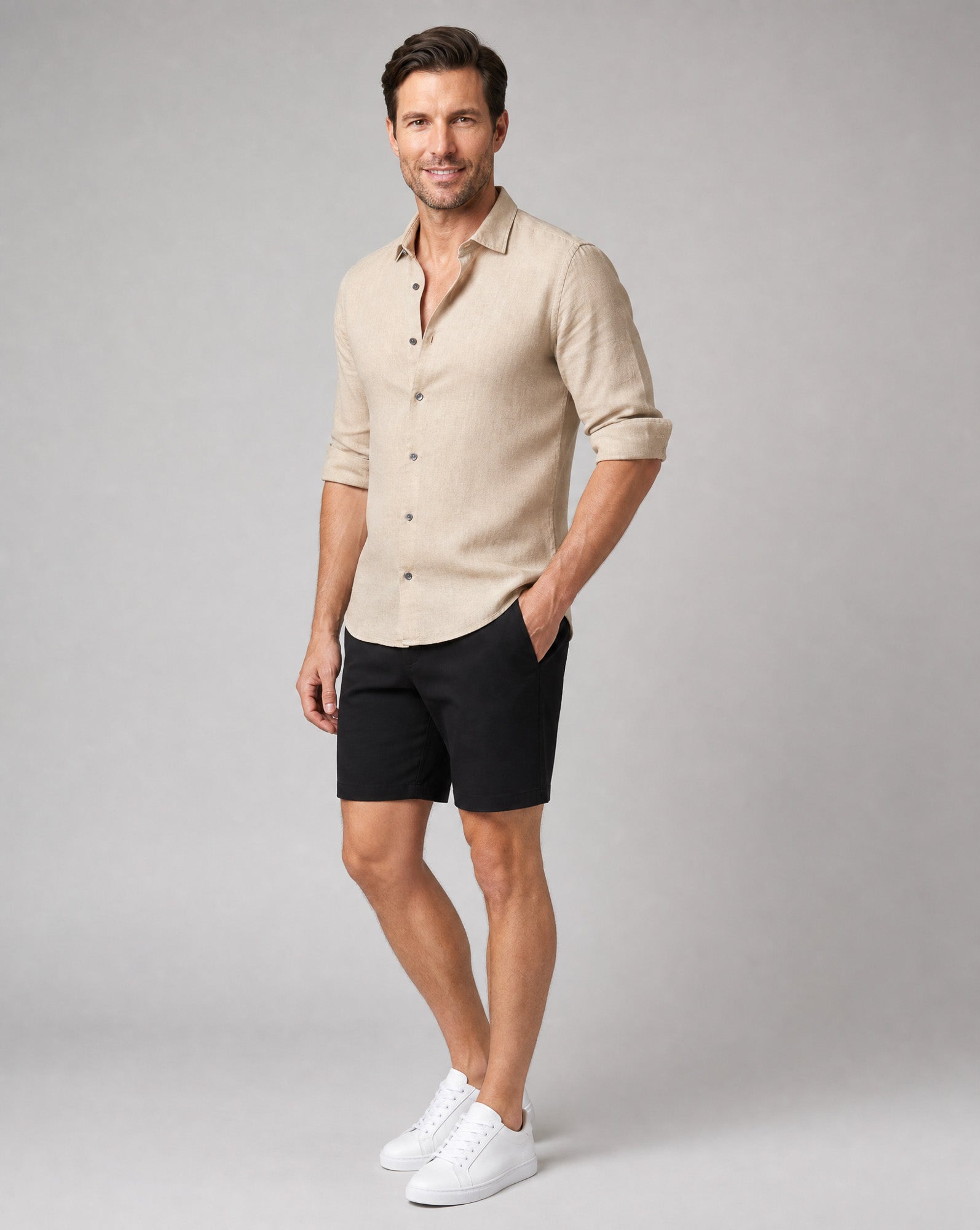 Linen Resort Shirt - Taupe