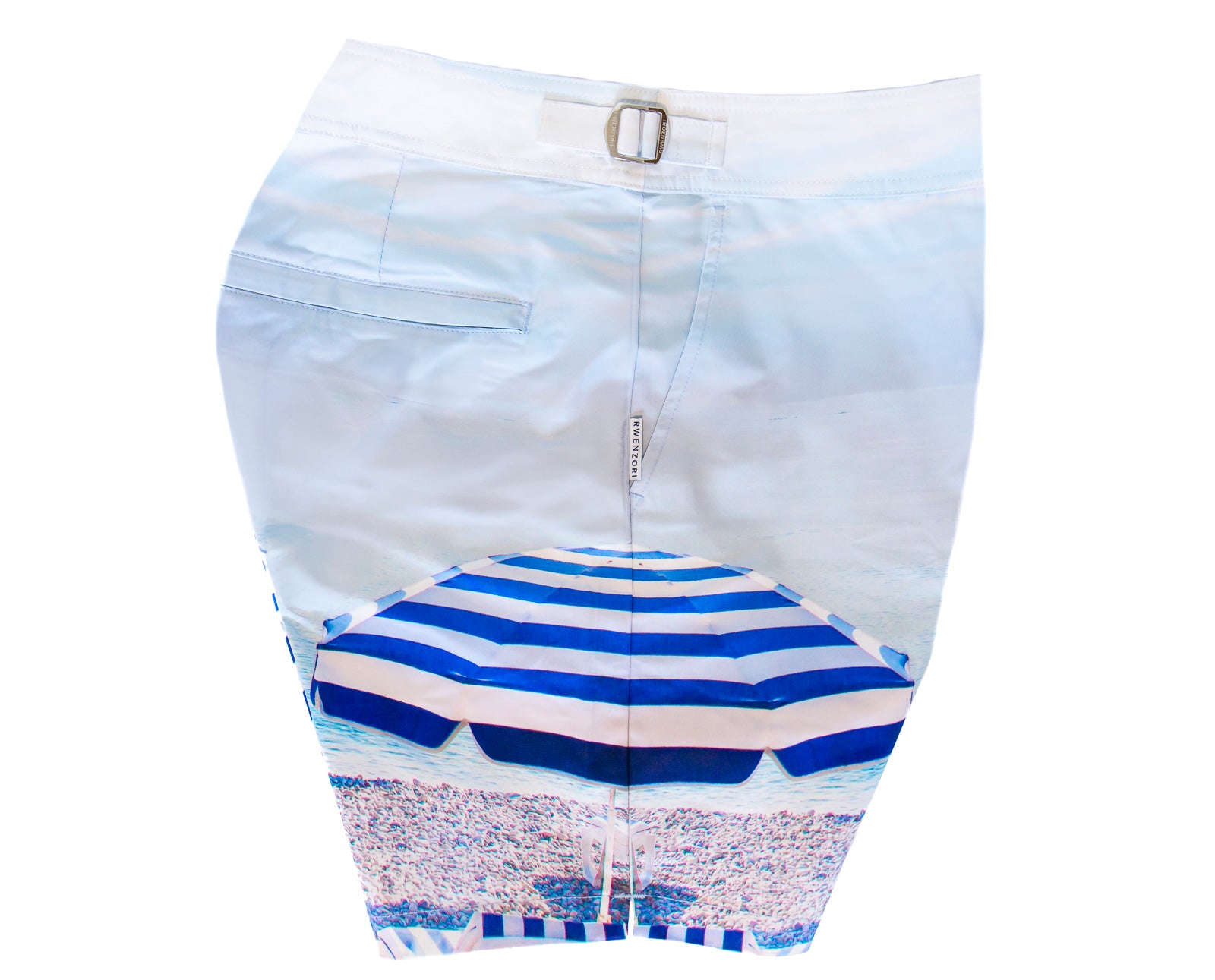 Side profile detail on Rwenzori St Tropez swim shorts – perfect photo matching for the ultimate look from all angles.