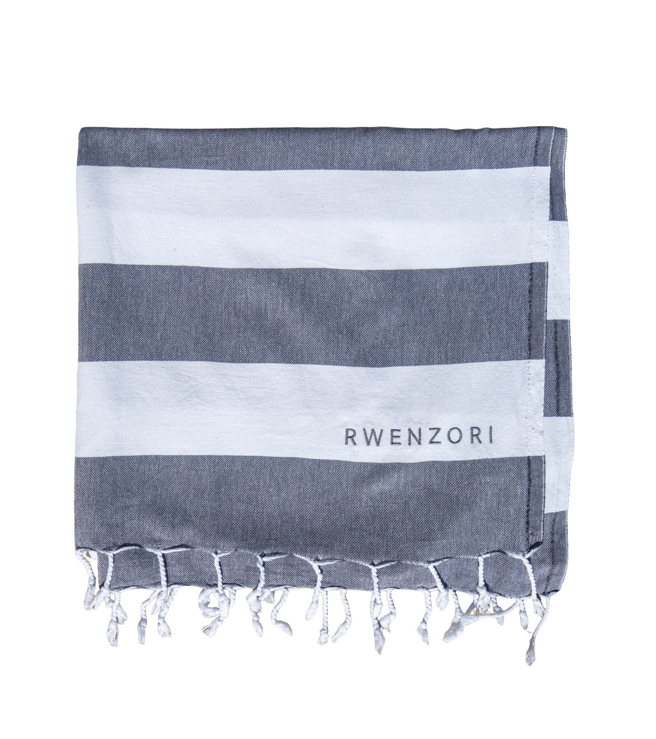 Close-up of Rwenzori 100% Turkish cotton towel Coastal Charcoal Grey – soft, durable, and stylish.