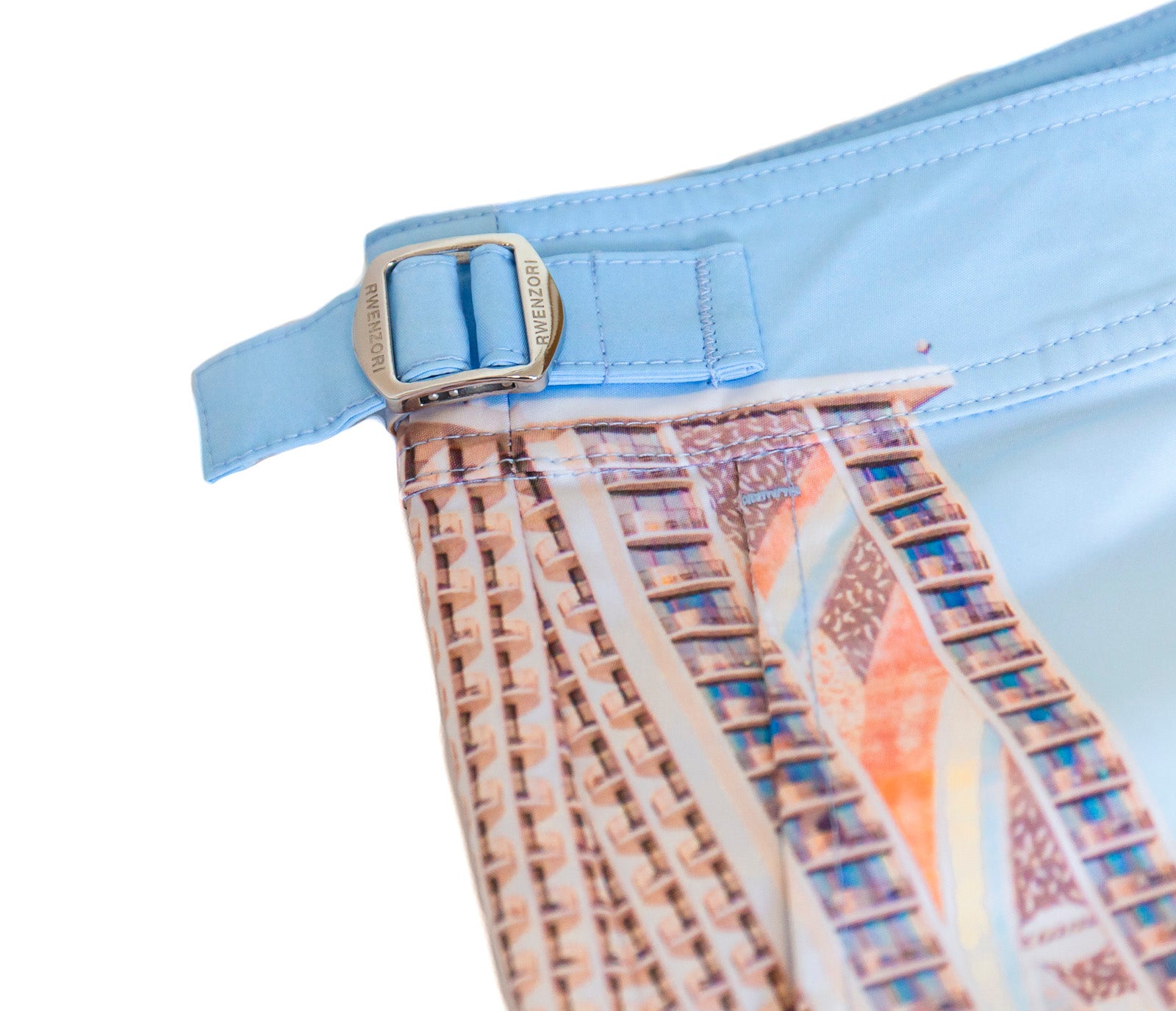 Rwenzori Waikiki swim shorts waistband detail showing tailored fit and soft lining