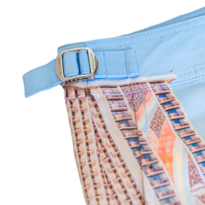 Rwenzori Waikiki swim shorts waistband detail showing tailored fit and soft lining